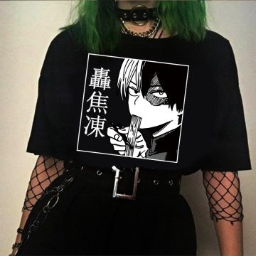 Men Anime T Shirt My Hero Academia Shoto Todoroki Hip Hop Tops Tees Unisex