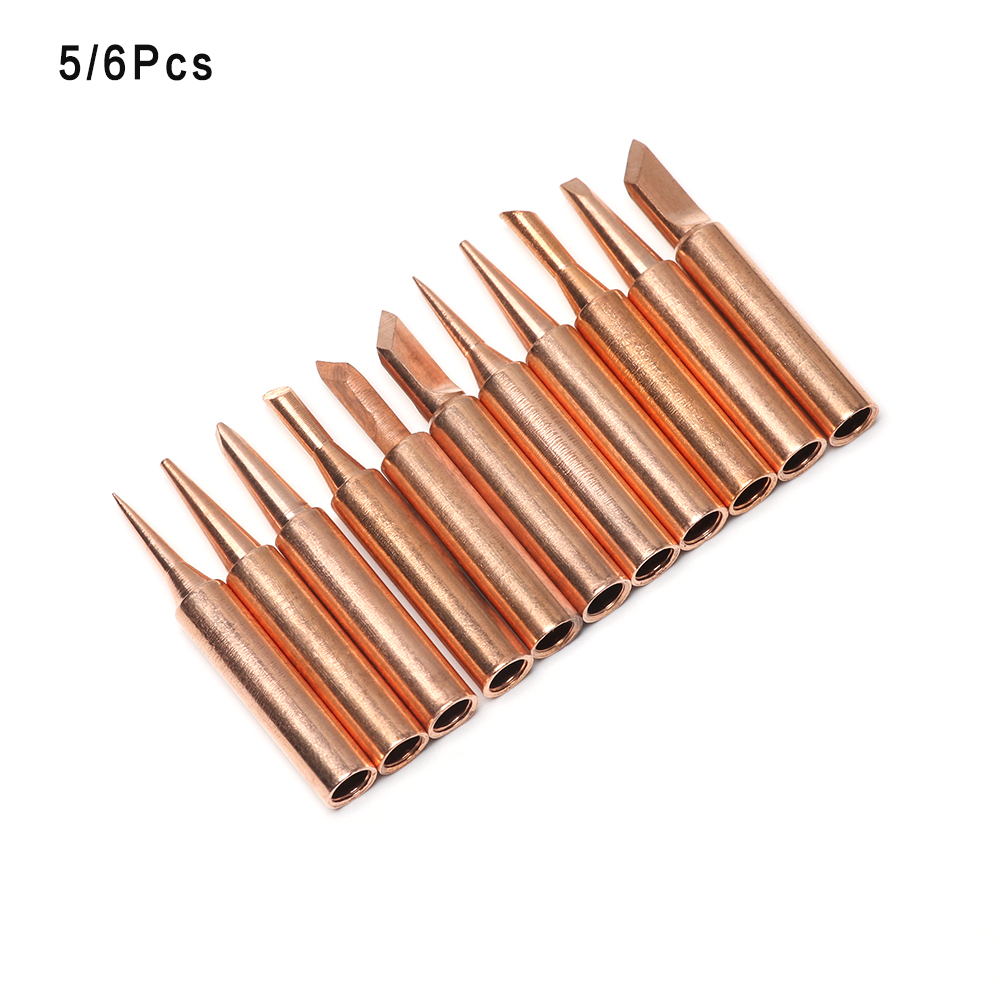 5/6Pcs Pure Copper 900M-T Soldering Iron Tip Lead-free For Soldering Rework Station Soldering Tips Power Tool Accessories