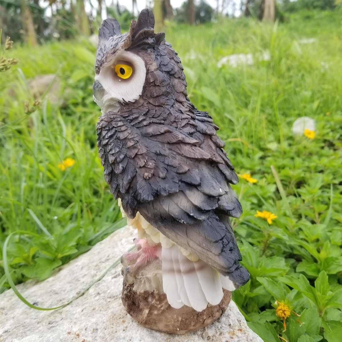 NEW 11x8x18cm Synthetic Resin Miniature Owl Bird Animal Model Toy Figurine Indoor Outdoor Home Garden Decor Pest Bird Ornament