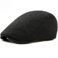 HT1319 New Autumn Winter Hats for Women Plain Solid Black Grey Flat Cap Fashion Wool Cabbie Gastby Ivy Hat Western Men Beret Cap