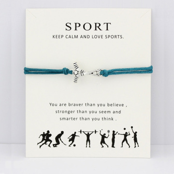 Field Ice Hockey Charm Card Bracelets Volleyball Baseball Softball Basketball Soccer Tennis Sports Jewelry Women Boy Men Gift
