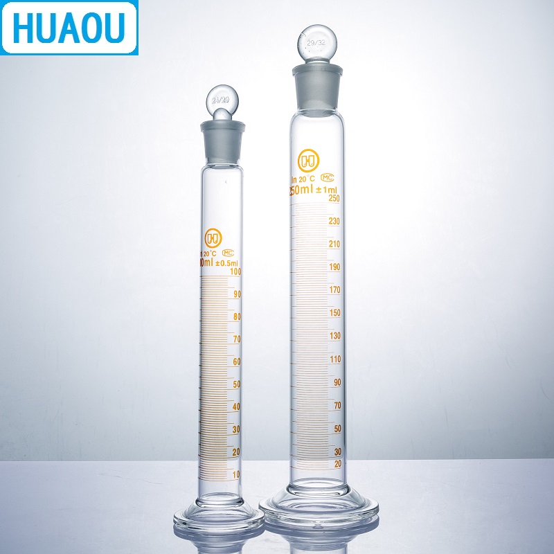 HUAOU 50mL Measuring Cylinder with Ground In Glass Stopper Graduation Glass Round Base Laboratory Chemistry Equipment