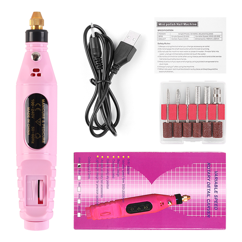 Professional Electric Nail Drill Machine Pedicure Manicure Drill Set Milling Cutters Set Nail File 20000RPM Polishing Equipment