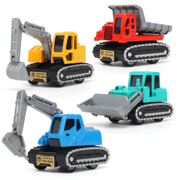 4 Kind Alloy Diecast Simulation Engineering Vehicle Kids Pull Back Car Model Toy for Boy Children Excavator Bulldozer Truck S009