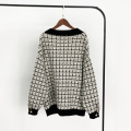 H.SA Women Sweater Jacket 2020 Oversized Knitted Cardigans Loose Plaid Jumpers Korean Clothing Robe Long Elegnat Female Coat