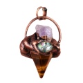 Vintage High Quality Natural Gemstone Pendant Hexagonal Pyramid Retro Red Copper Stone Pendant for Making Jewelry Necklace