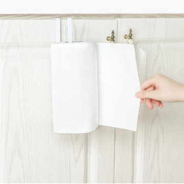 Kitchen Tissue Holder Hanging Bathroom Toilet Roll Paper Holder Towel Rack Kitchen Cabinet Door Hook Holder Organizer White Iron