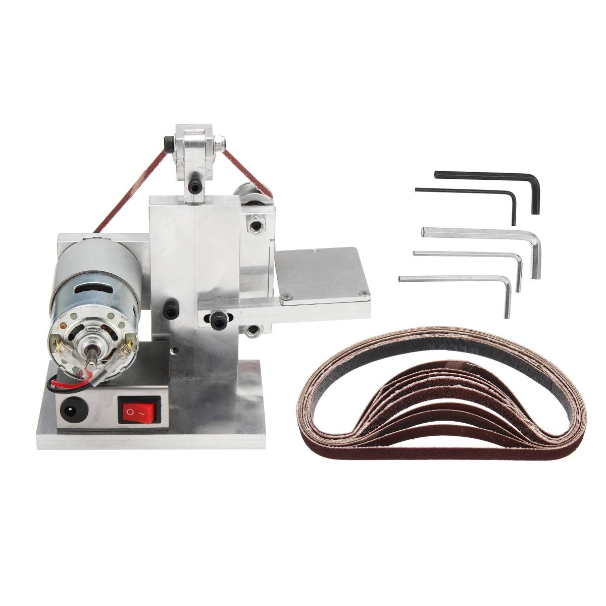 110-240V DIY Electric Sander Sanding Belt Polishing Mount Machine Edges Sharpener Wood Metal Angle Grinder Free 10xAbrasive Belt