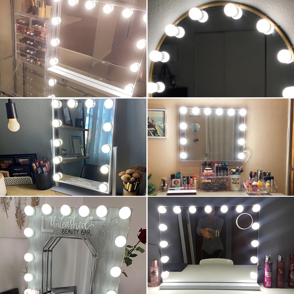 USB Makeup Mirror Light LED Lamp Bulb DC 12V Dressing Table Touch Dimmable Hollywood Mirror Light LED Wall Lamp 2 6 10 14 Bulbs