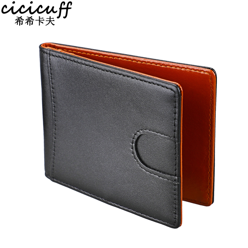 2020 New Top Quality Wallet Men Money Clip Mini Wallets Male Vintage Style Hasp Purse Genuine Leather Card Holers with Clamp