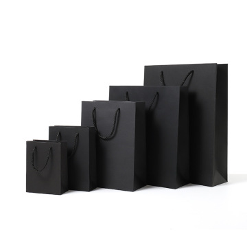 Vertical Version Black High Quality Simple Paper Gift Bag Kraft Paper Candy Box with Handle Wedding Birthday Party Gift Package