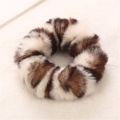 1 Pcs New Fashion Colorful Leopard Print Plush Fur Scrunchies Elastic Hair Bands For Girls Warm Ponytail Holder For Girl Women