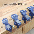 Bench Vise Jaw Width 60mm 360 Degree Swivel Cast Iron Tabletop Vice Multifunctional Heavy Clamp Non-slip Rubber Pad Accessories