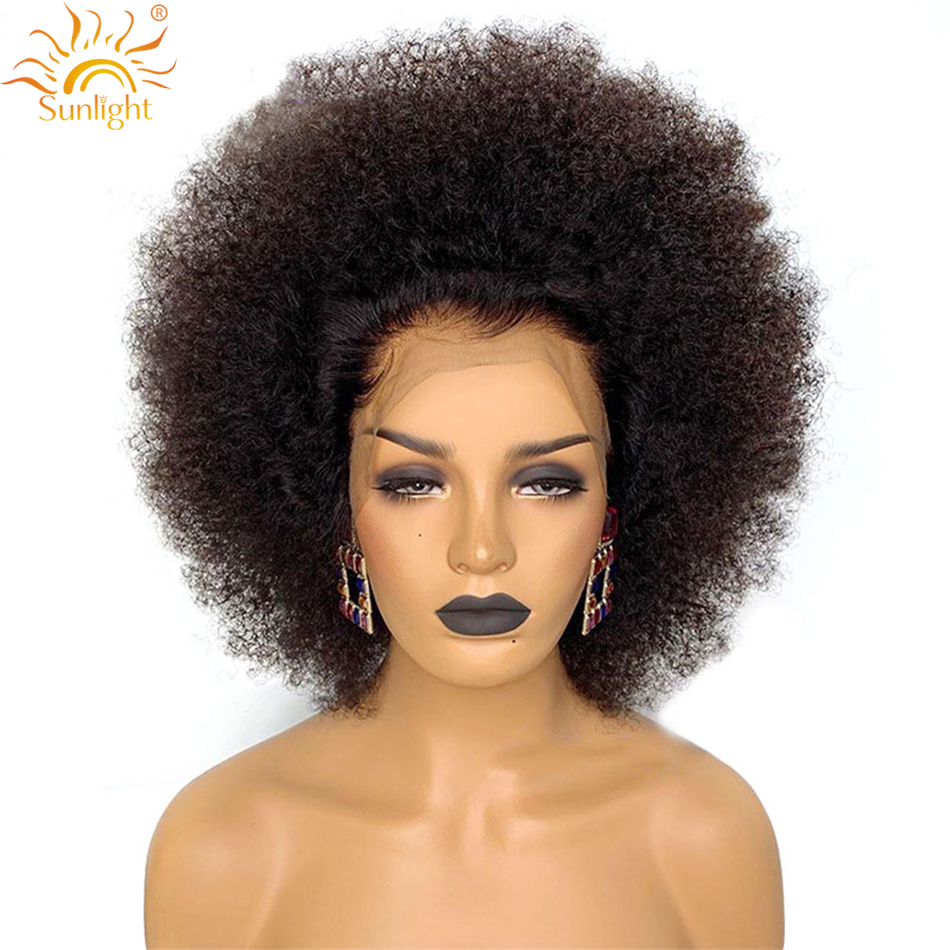 13x6x1 Transparent T Part Lace Wig Afro Kinky Curly Lace Front Human Hair Wigs Pre Plucked Lace Frontal Wigs Mongolian Hair Wigs