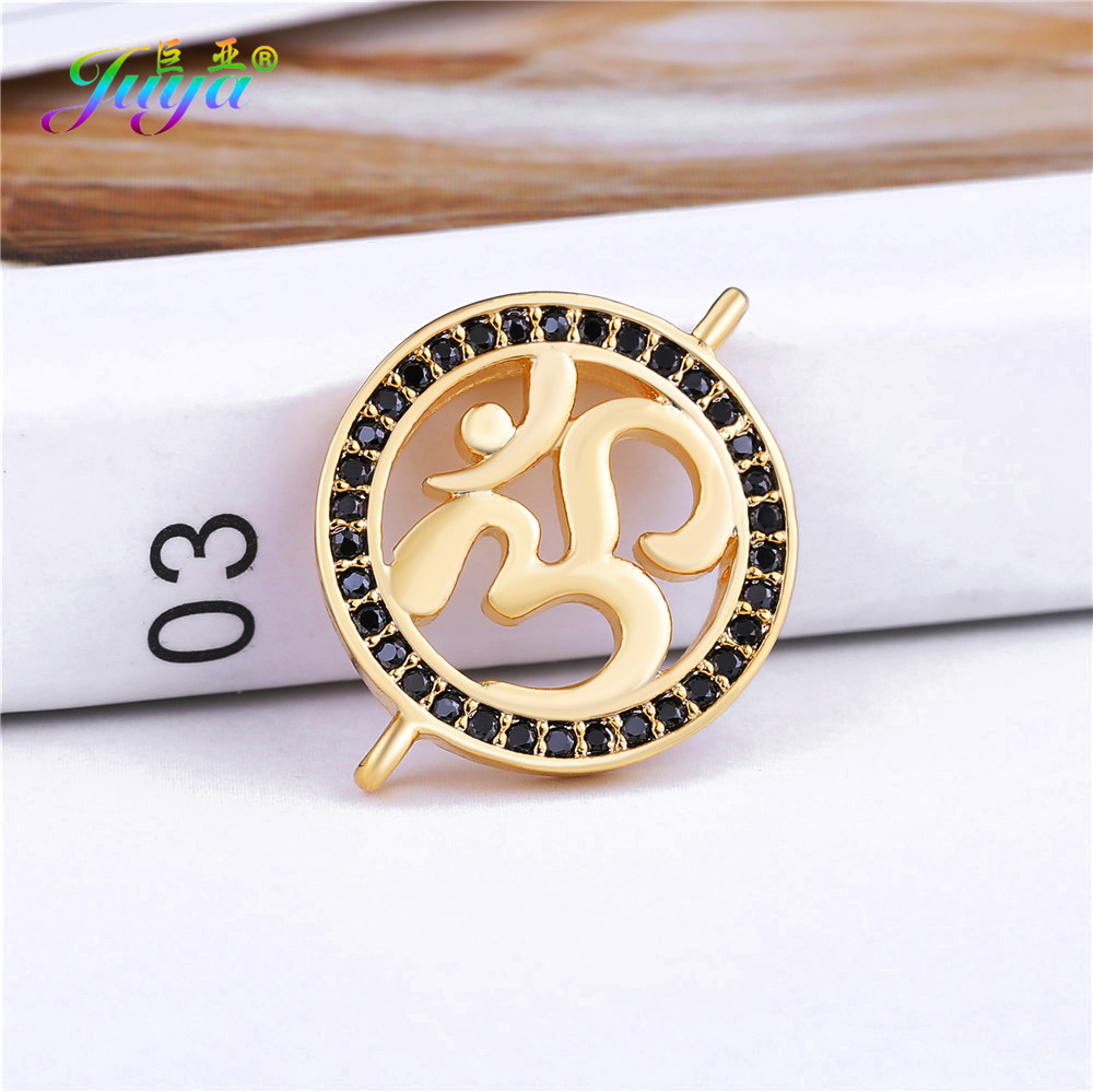 Juya DIY Jewelry Findings Handicraft OM Charm Connector Accessories For Women Men Jewelry Bracelet Necklace Earrings Making