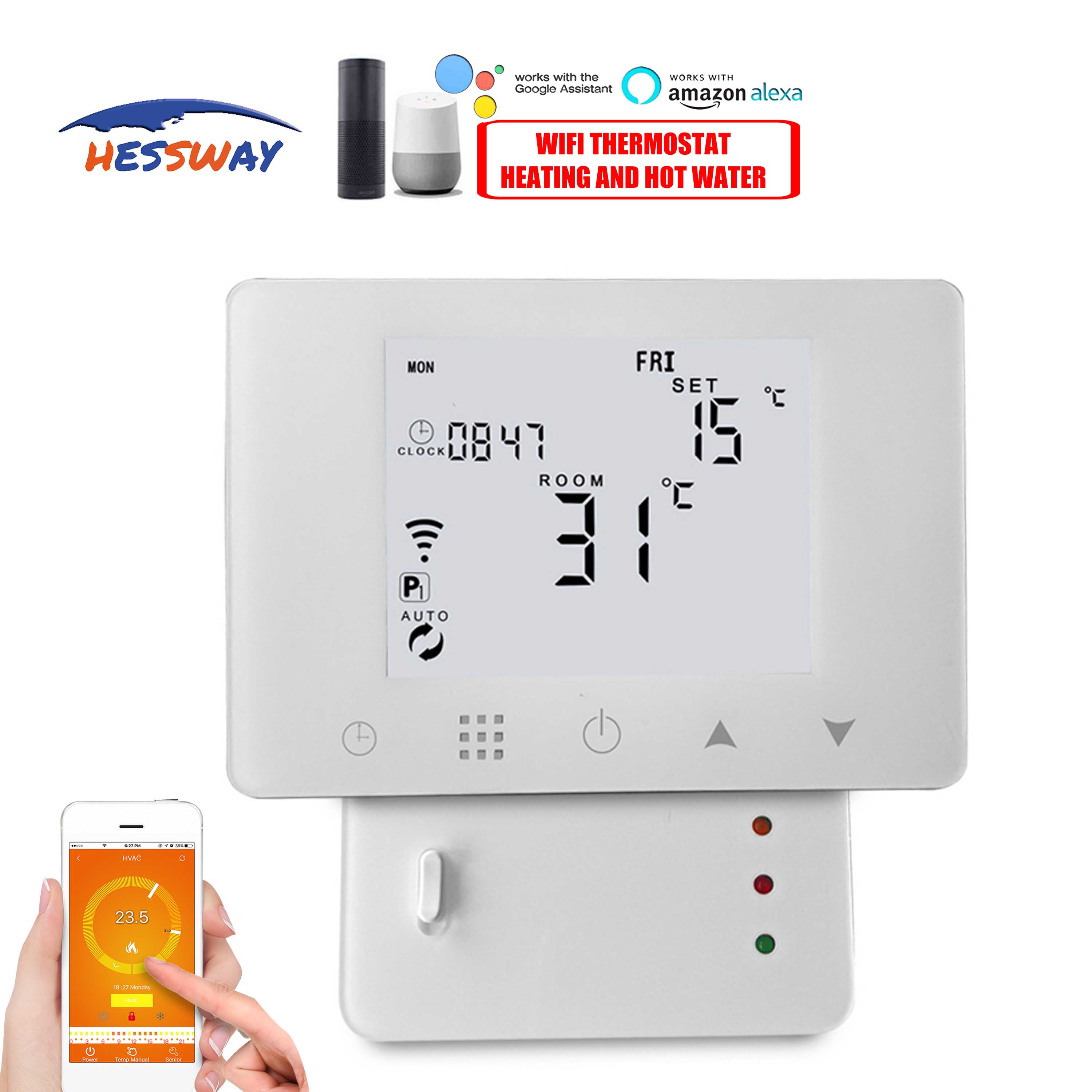 433Mhz RF&Wifi Thermostat Heating Dual Sensor Temperature Controller for 16A Substrate Heater