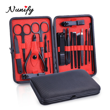 Nunify Black Pedicure Scissor Tweezer Manicure Set Professional Carbon Steel Nail Clipper Pedicure Toe Nail Art Tools Set Kits