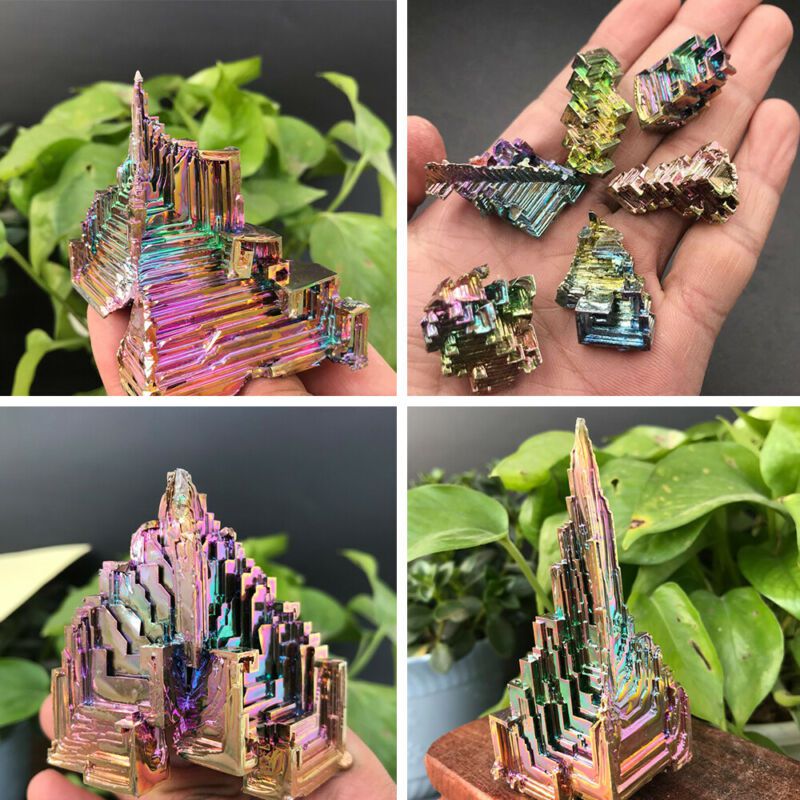 Rainbow Bismuth Ore Crystal Mineral Specimen Stone Rare Titanium Gemstone Cluster Original Art Artwork Decorative Article Rock