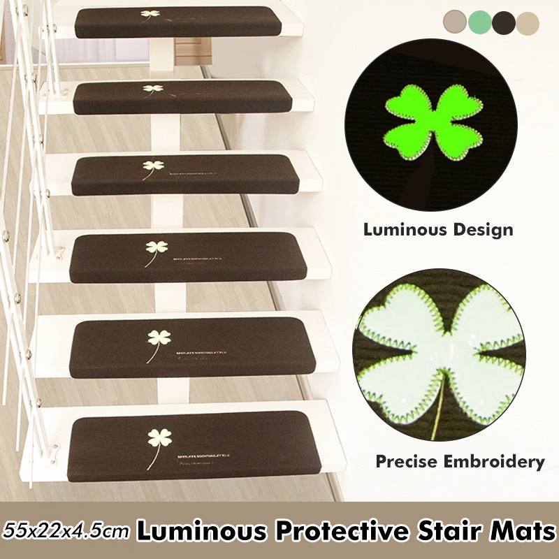 5pcs/7pcs/9pcs Luminous Anti-slip Self Adhesive Staircase Treads Mats Floor Stepping Pad Protection Stair Carpet (55x22x4.5cm)