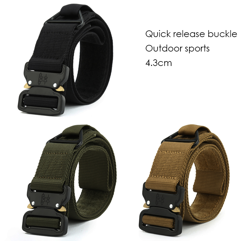 HSSEE 4.3cm heavy duty tactical belt high quality polyamide quick release metal buckle military army belt unisex sports belt