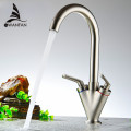 Kitchen Faucets Brass Material Double Handle Kitchen Sink Tap Kitchen Crane Mixer 360 Swivel Black Kitchen Faucets Torneira 5007