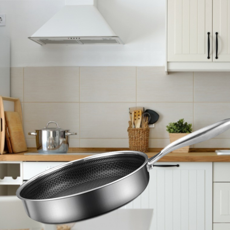 New Household Non-stick Pan Honeycomb 304 Stainless Steel Frying Pan Without Oil Smoke Frying Pan Wok Without Phosphorus