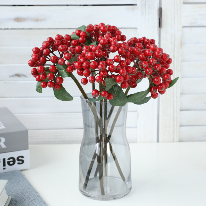 Mini Artificial Berries Flower Christmas Fruit Fake Berry Foam Flowers Wedding Home Table Plant Arrangement Decor Photo Props