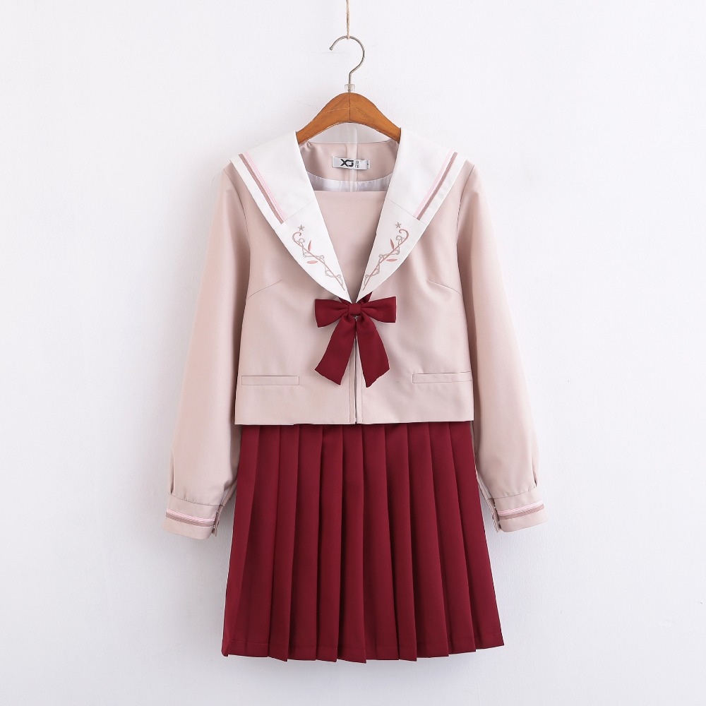 Japanese JK uniforms Orthodox Women high-quality Sailor suit Star Flower embroidery School uniforms First love College wind