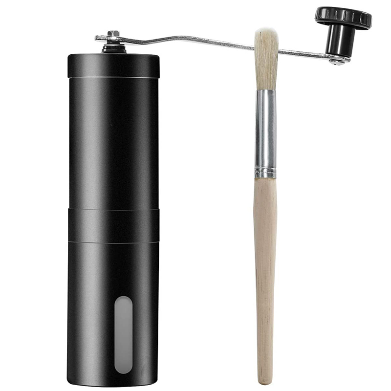 Black 304 Stainless Steel Manual Coffee Grinder, Manual Coffee Grinder, Coffee Grinder, Manual Pepper Grinder with Cleaning Brus