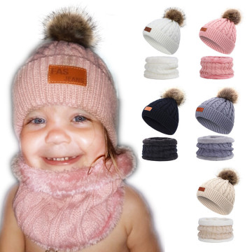 Knitted Twist Baby Hats Scarf Set Newborn Hats With Poms For Boys Baby Turban Beanie Caps For Girls Cotton Winter Headwear Hot