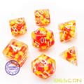 Bescon Firey Pearl Polyhedral Dice Set, Fire Pearl Poly RPG Dice set of 7