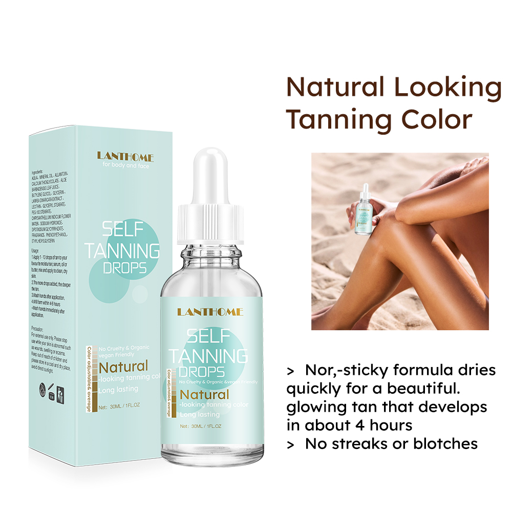 30ML Lanthome Sun tan Oil Self Tanner Solarium Cream Tanning Salon Bronzer for Body Sunblock Makeup Foundation Tanner Drops