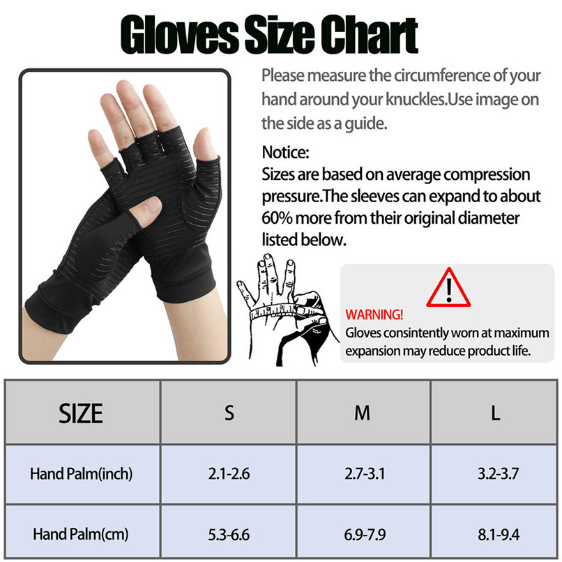 1 Pair Compression Arthritis Gloves for Women Men Joint Pain Relief Half Finger Brace Therapy Wrist Support Anti-slip J15