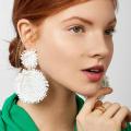 Charm Sun flower Shape Earrings Cute Rice Bead Woven stud Pendant Dangle Fresh Chic Women Girls