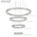 Mirror Stainless Steel Crystal Diamond Lighting Fixtures 4 Rings led Pendant Lights Cristal Dinning Decorative Hanging Lamp