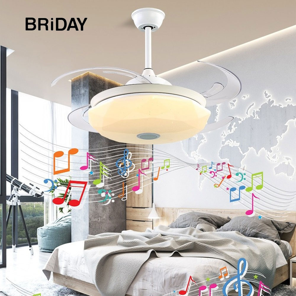 bluetooth musical 42 inch ceiling fans lamp with lights remote control ventilator lamp Home Fixture Silent fans frequence DC
