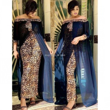 Dashiki African Dresses For Women Fashion Loose Leopard Maxi Long Split Gown Leisure Outdoor Patchwork Strapless Sexy Dress