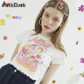 Goth Dark Harajuku Aesthetic Women's Summer Crop Tops Kawaii Angel Graphic Print White T-Shirts Casual Bodycon Female Clothing