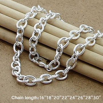 Classic Basic Thick Lobster Clasp Men Necklace 925 Silver Chain Link Necklace Male Women Jewelry