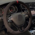 Car Steering Wheel Cover DIY Black Suede For Volkswagen VW Golf 7 Mk7 New Polo Jetta Passat B8 Tiguan 2017 Sharan 2016 2017