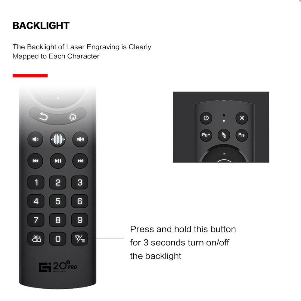 G20S Pro Voice Air Remote Mouse Backlight Infrared Learning Gyro 2.4G Wireless Remote Control For Android TV BOX Google Smart TV