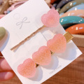 2 Pcs Soft Candy Pure Color Peach Heart Hair Clip Duckbill Clip Set Small Fresh Hairpin Women Hair Accessories