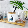 Deer Pattern Ceramics Glass Bathroom Supplies Six-piece Set Toothbrush Holder Lotion Bottle European Style Bathroom Kit