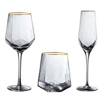 Gold, Hammered, Champagne Glasses, Wine Glasses, Goblet-Champagne Glass