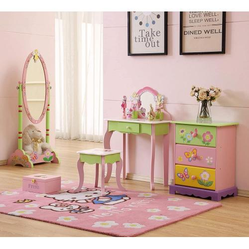 Supply Kids Vanity Table Set With Makeup Mirror with High Quality