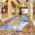 wellyu Custom large fresco walkway exhibition hall on the sky wooden bridge 3D floor thickened wear pvc plastic film