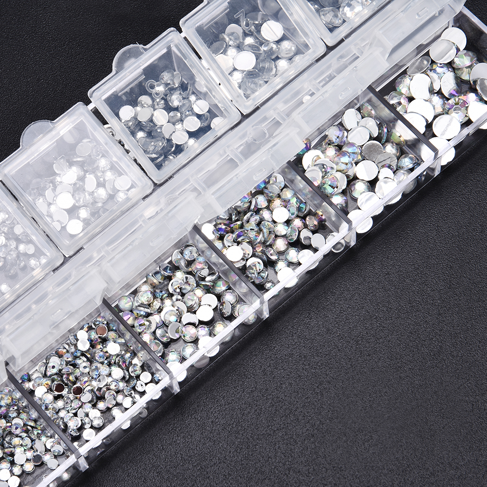 New Multi-Size Nail Rhinestones 3D Crystal AB Clear DIY Nail Art Decorations Silver Rivet Rhinestone Akcesoria Do Paznokci