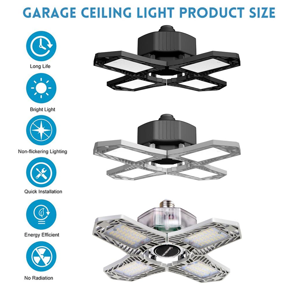 150w LED Garage Light E27 Deformable Industrial Lamp Four-leaf Workshop Warehouse Ceiling Lamp 85-265v High Bay Light