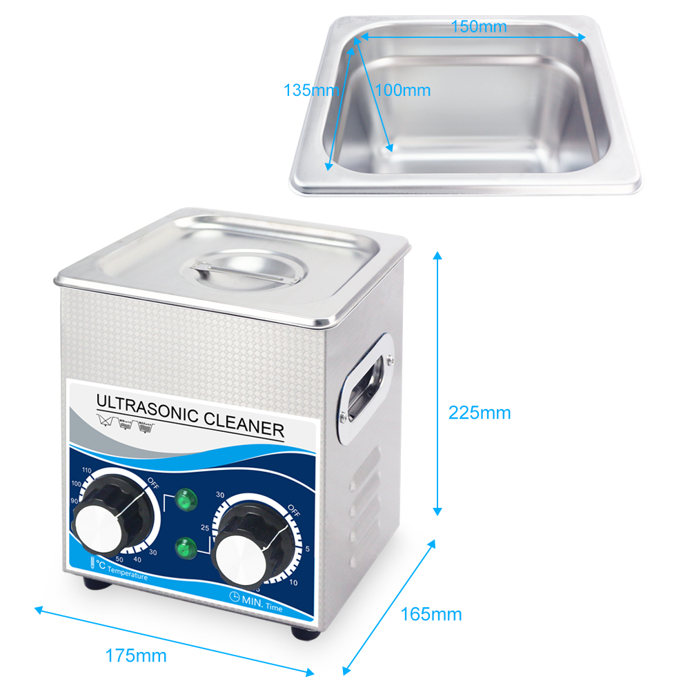 120W 2L portable ultrasonic cleaner 40khz heating knob stainless steel bath with cleaning basket hardware parts spark plug wash