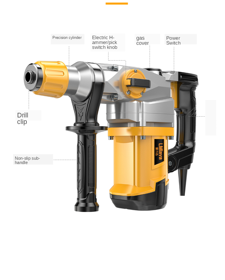 High Power Heavy Impact Electric Hammer 2980W 220V Concrete Breaker 30S Quickly Breaks The Wall 360 Degree Rotary Power Tools